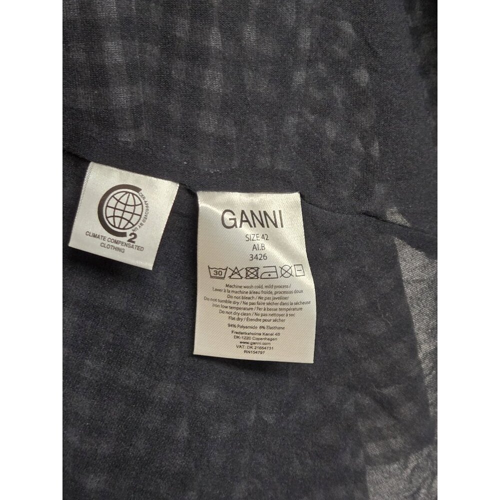 Ganni  Dress Wrap Womens Size Large/42 GIngham Check Romantic Classic - Picture 6 of 7
